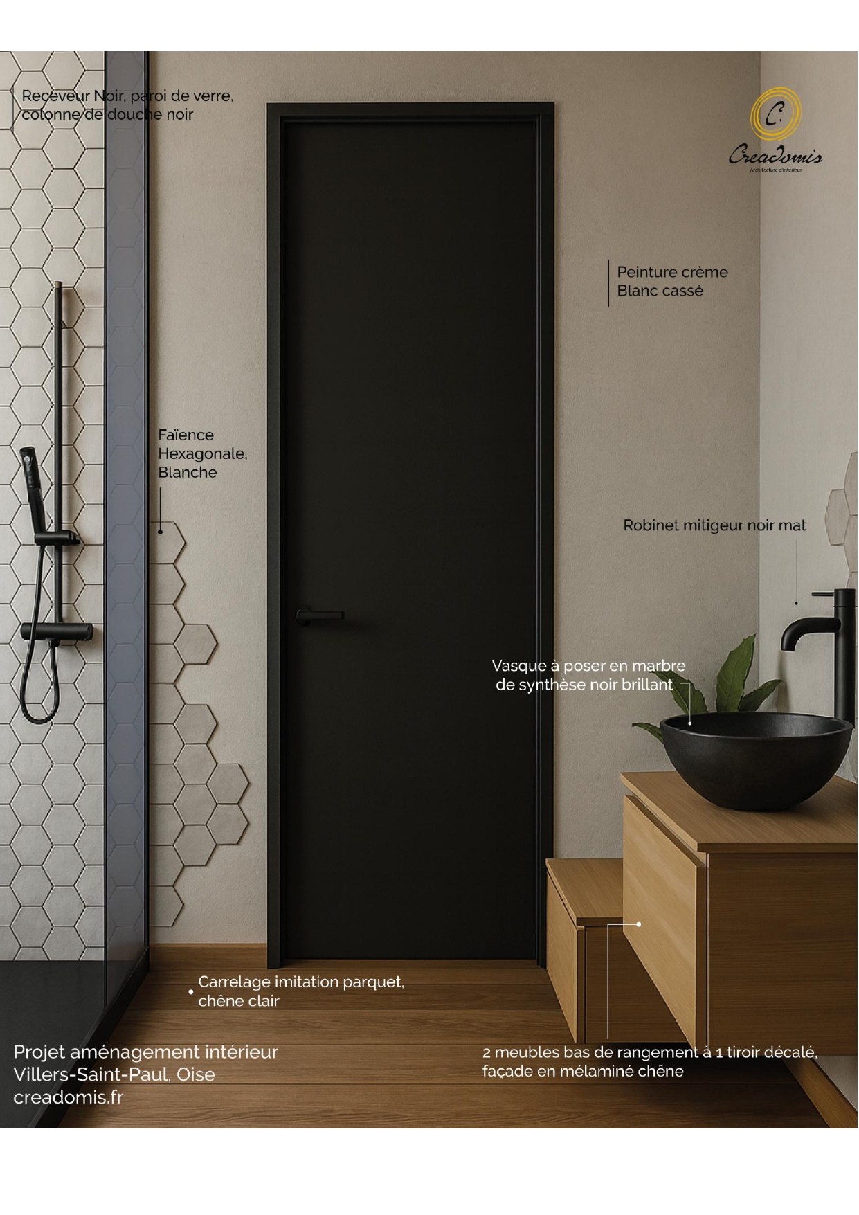 Creadomis - Aménagement Intérieur - Salle de Bains 02 - Oise - Villers Saint Paul - Annoté Compressée