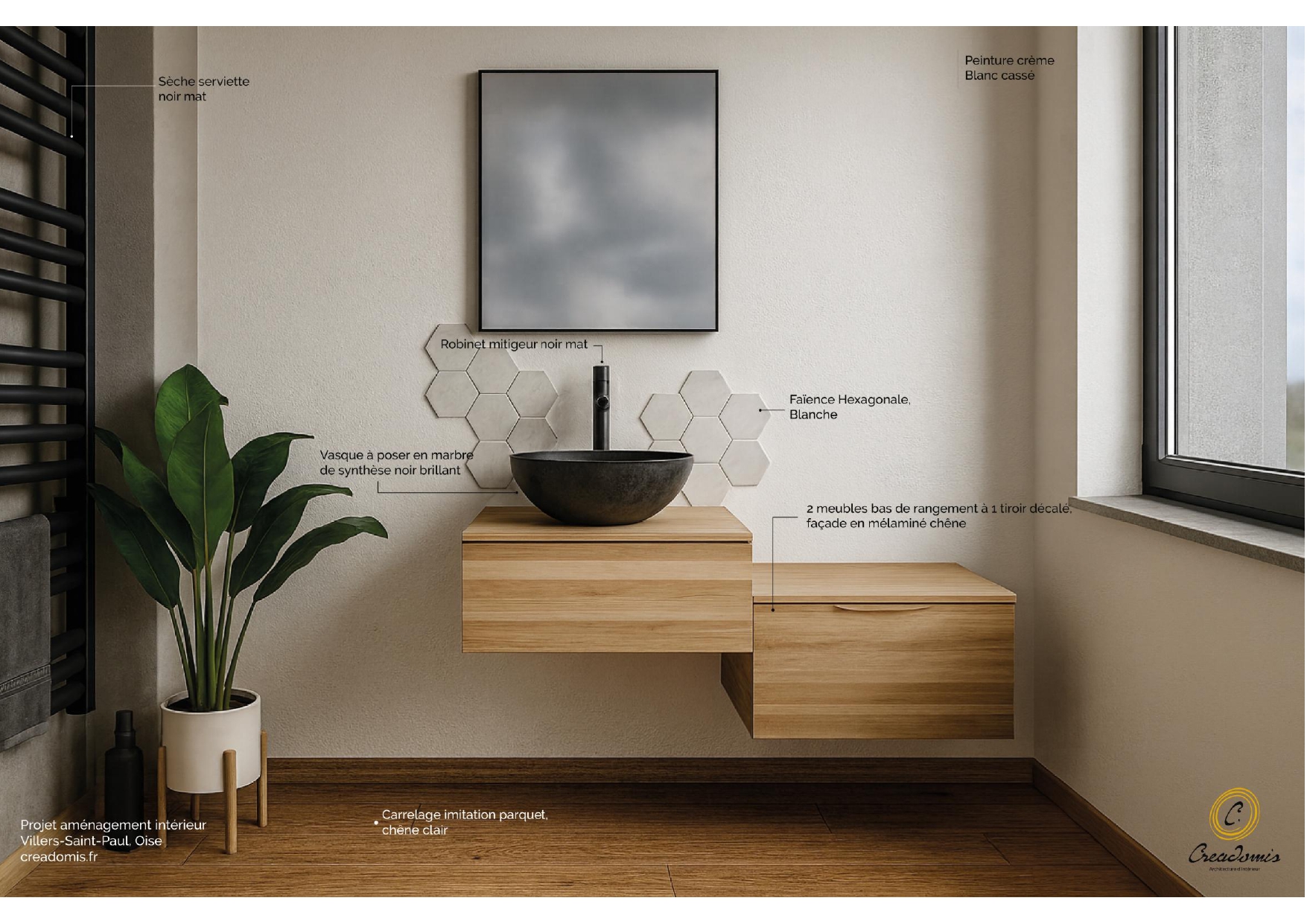 Creadomis - Aménagement Intérieur - Salle de Bains - Oise - Villers Saint Paul - Insertion IA Annotée Compressée