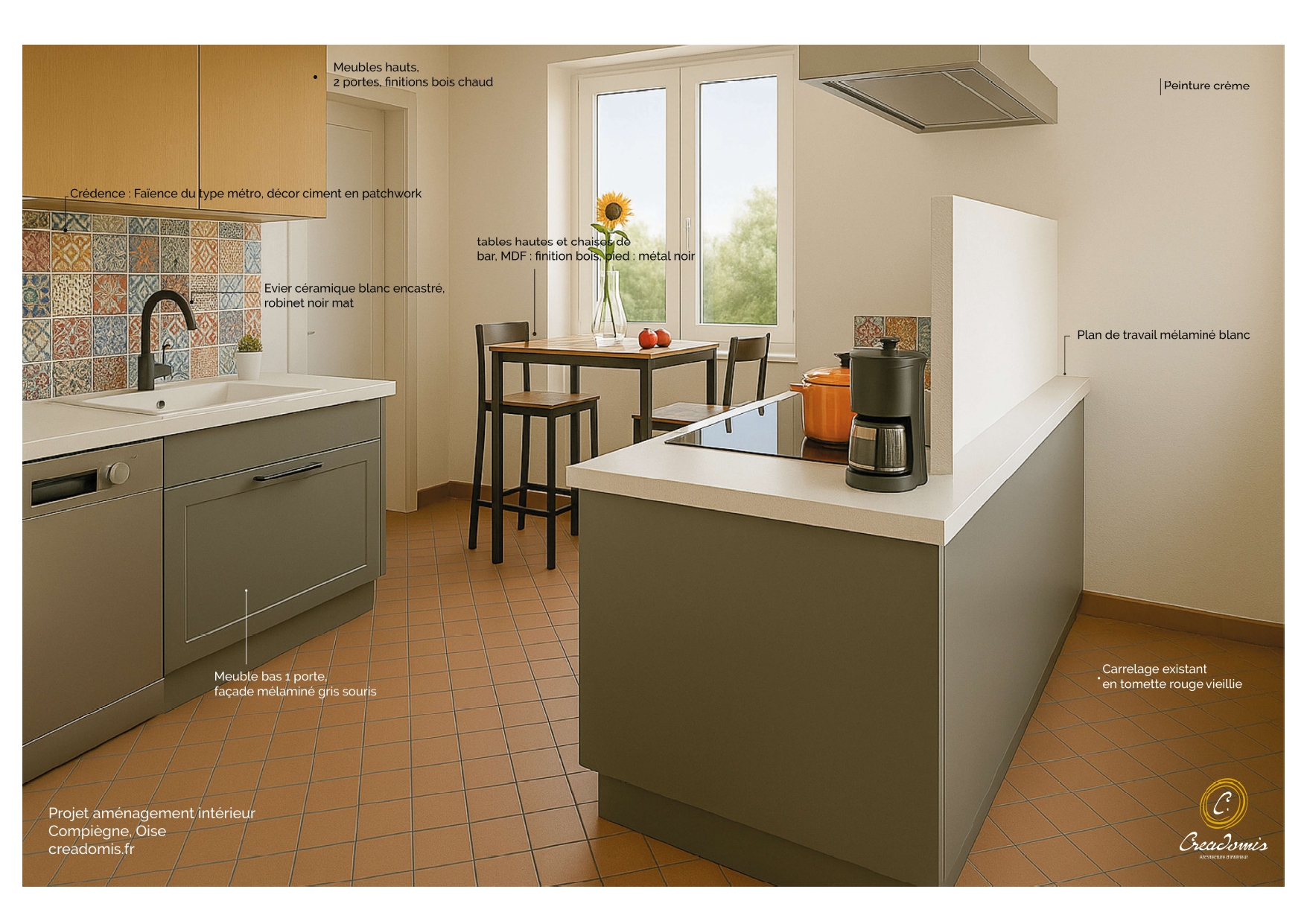 Creadomis - Aménagement Intérieur - Cuisine - Oise - Compiègne - Annoté