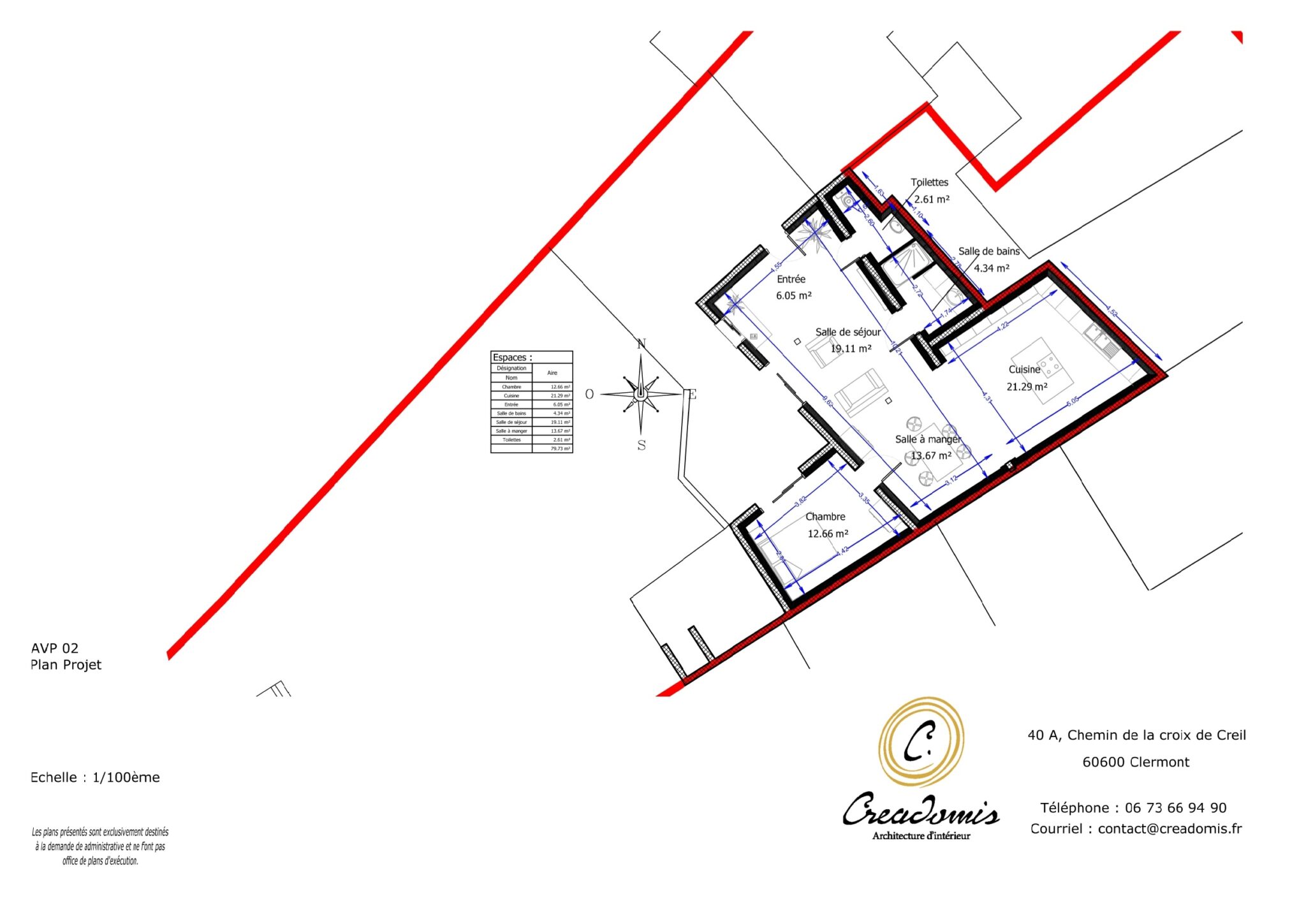 Creadomis - Réhabilitation pour Logement - Oise - Grandfresnoy - Plan projet