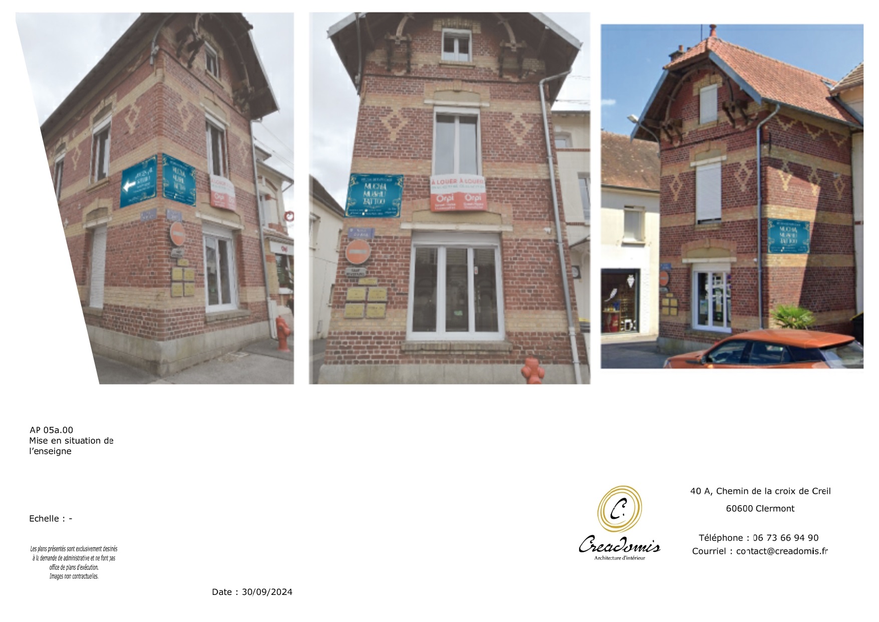 Creadomis - Création ERP Salon de tatouage - Oise - Ressons sur Matz - AP 05a.00 - Mise en situation de l’enseigne