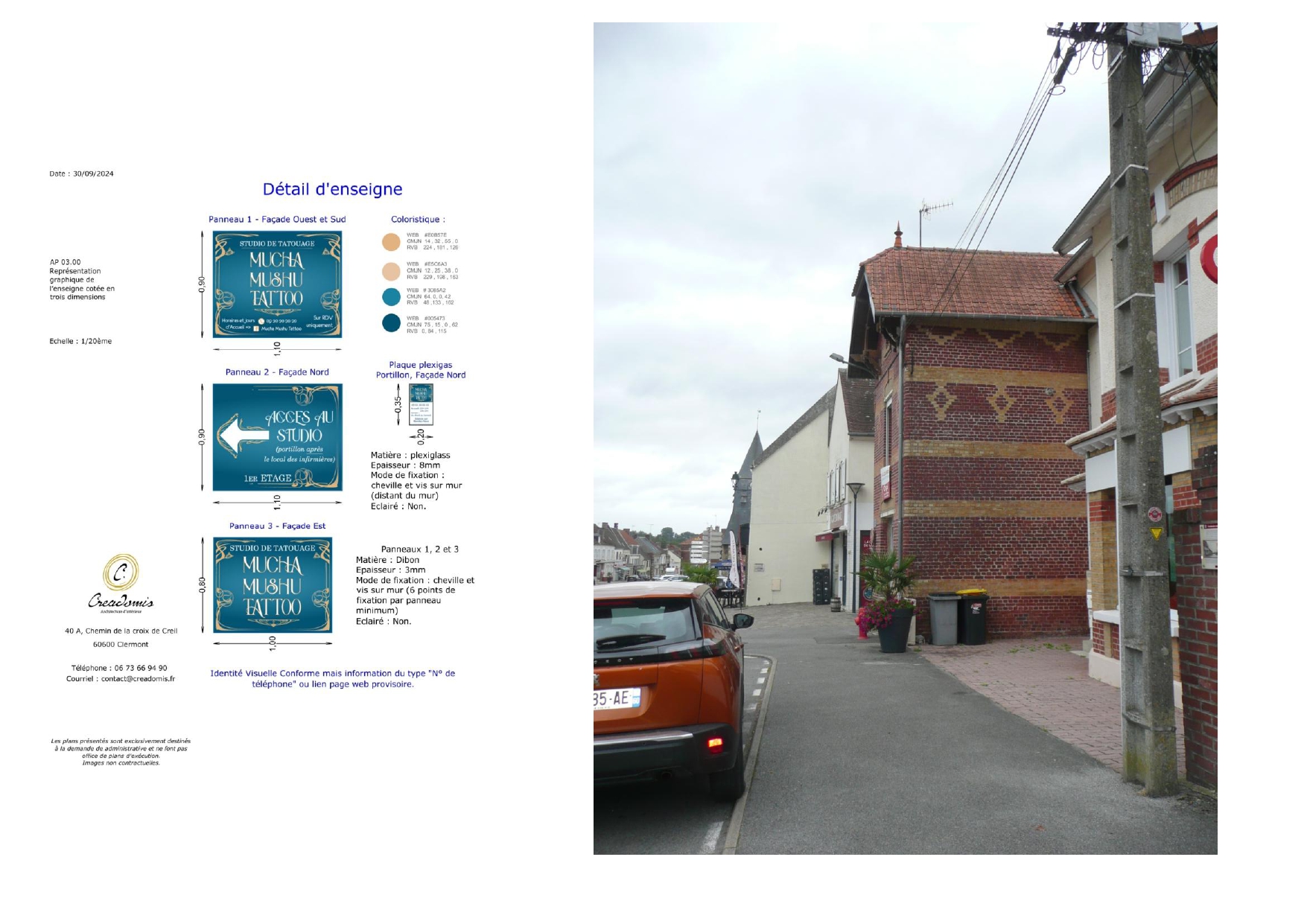Creadomis - Création ERP Salon de tatouage - Oise - Ressons sur Matz - Enseigne - Détail