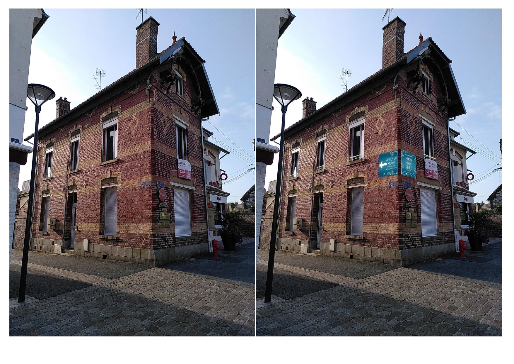 Creadomis - Création ERP Salon de tatouage - Oise - Ressons sur Matz - Enseigne sur rue - Avant Après