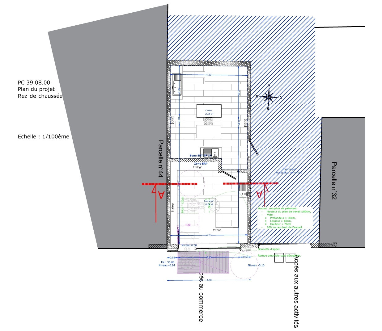 Creadomis - Réaménagement Restauration - Oise - Chantilly - DP 39.08.00 - Accès Niveau Rez-de-chaussée