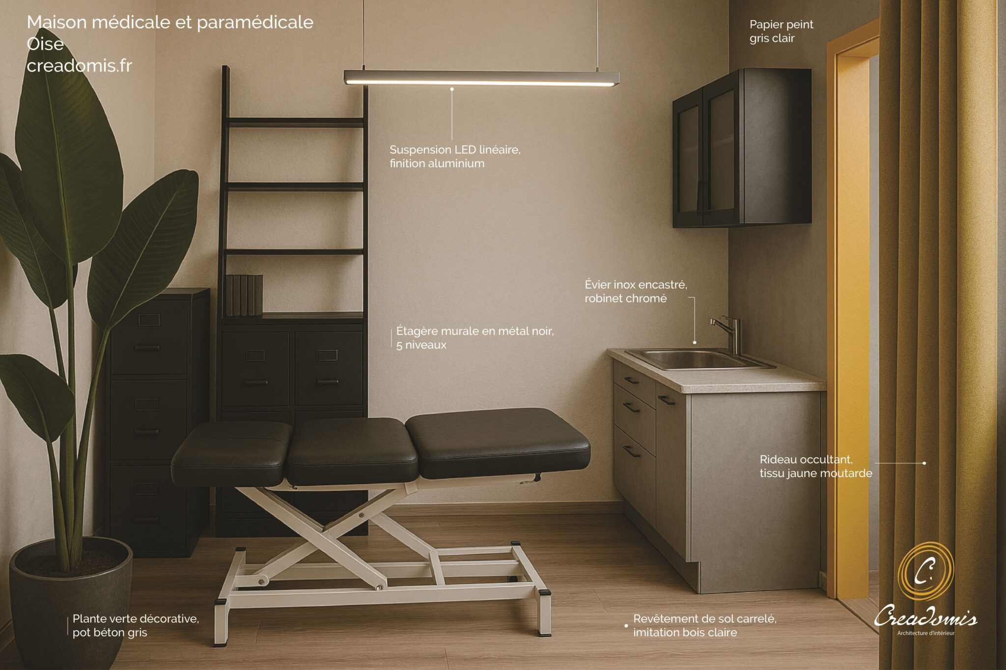 Creadomis - Création ERP Maison médicale - Salle de soin Kinésithérapie - Oise - Chevrières - Insertion IA annotée compressée