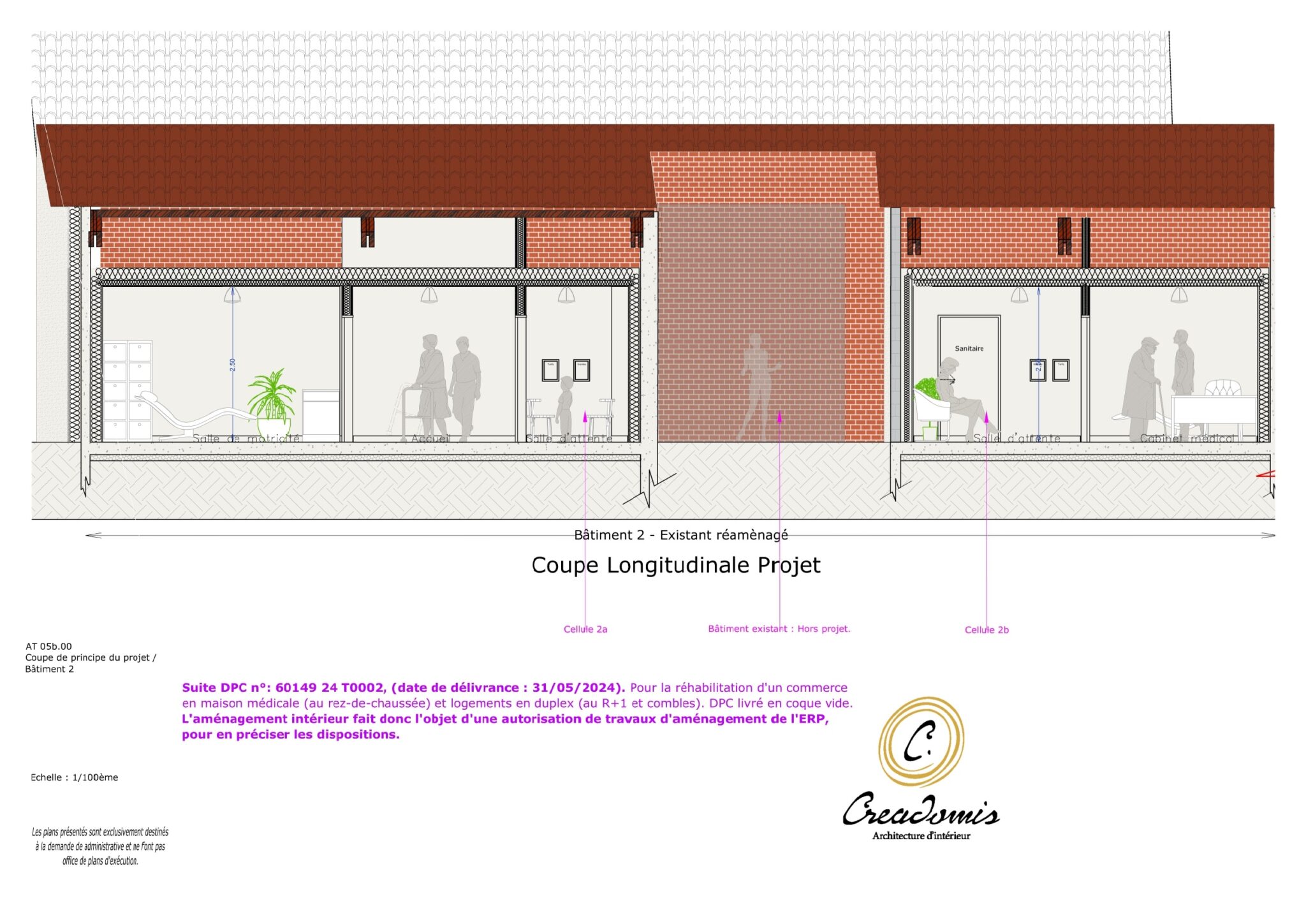 Creadomis - Création ERP Maison médicale - Salle de soin Médecin - Oise - Chevrières - Coupe Sécurité Incendie