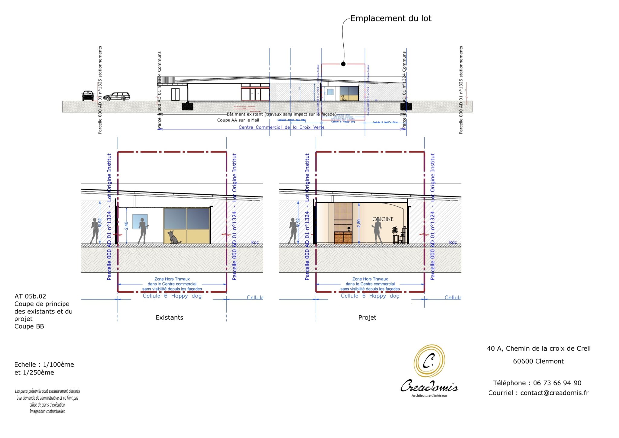Creadomis - Aménagement Institut d'esthétique dans centre commercial - IleDeFrance - Coupe BB