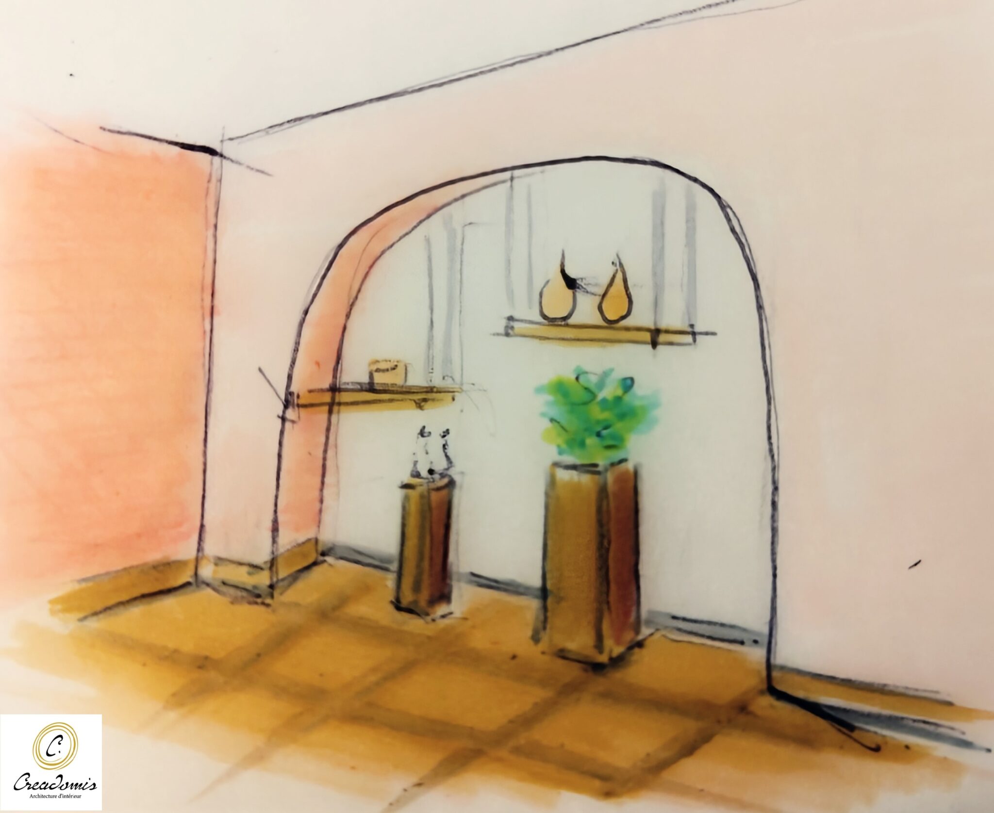 Creadomis - Aménagement Institut d'esthétique dans centre commercial - IleDeFrance - Croquis projet