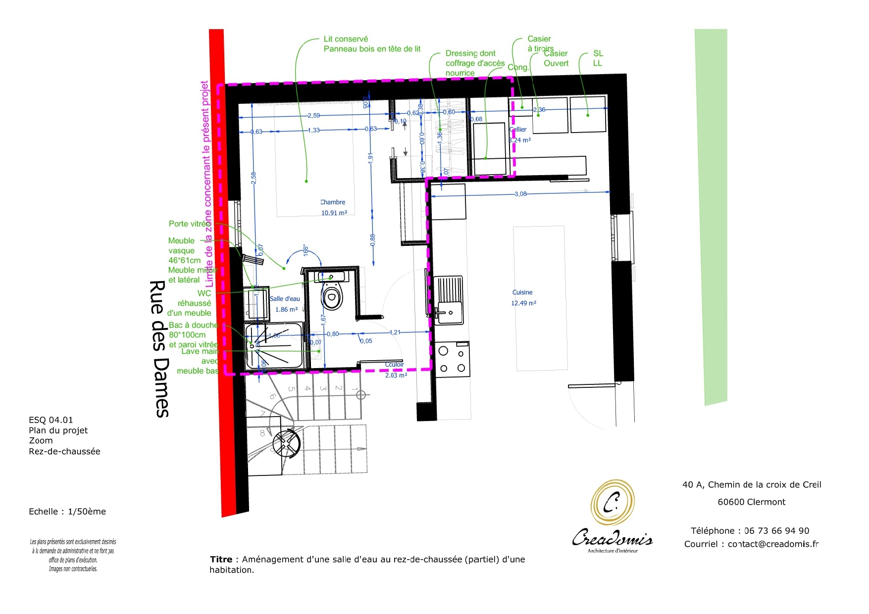 Creadomis - Aménagement P Eau dans Chambre - Oise - Plan du projet