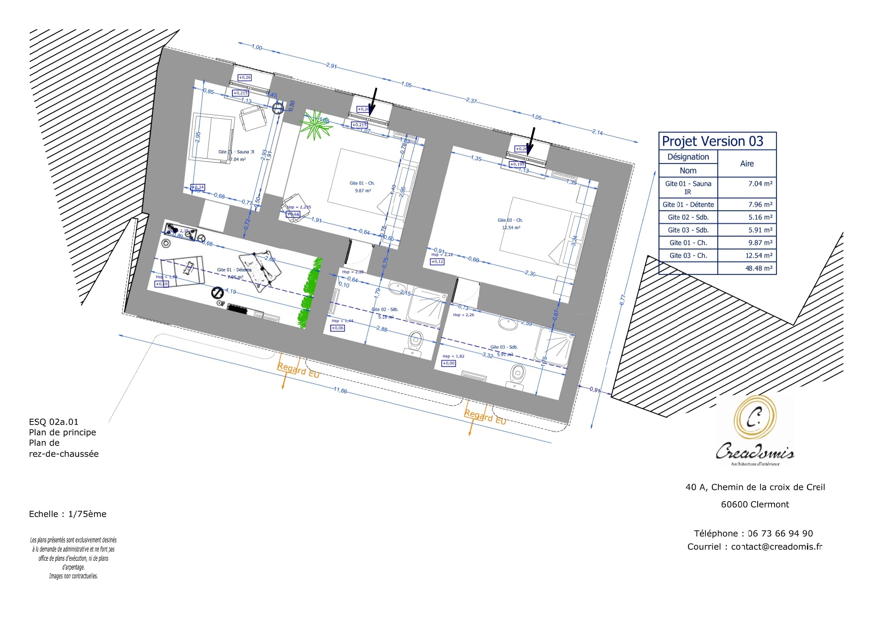 Creadomis - Chambre Supérieur Gite - Oise - Plan du projet